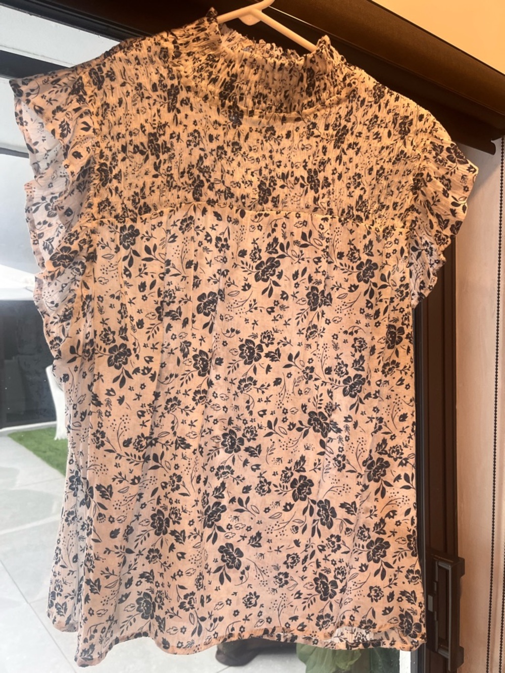 Adiva Navy Floral Smocked Yoke Top
